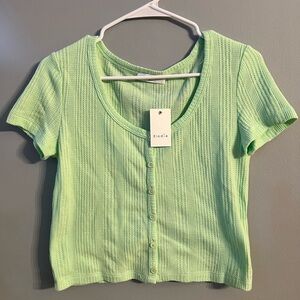Elodie Mint Green Short Sleeve Button-Down Top